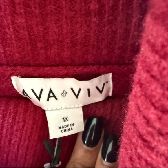 Ava & Viv Elegant Burgundy Turtleneck Sweater dress . Size 1x - Picture 2 of 4